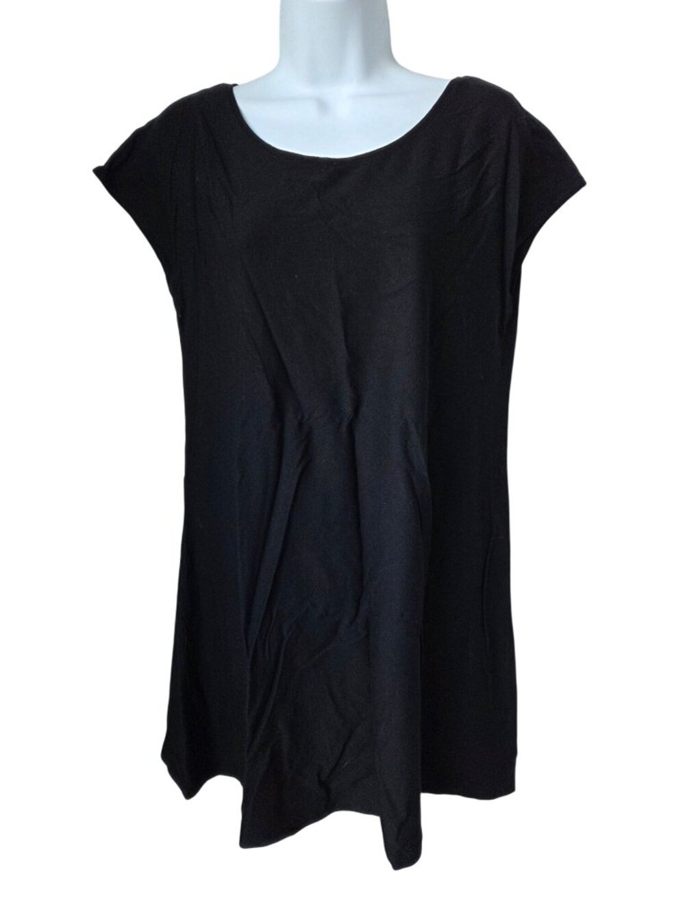 Eileen Fisher Black Short Sleeve Crepe Tunic Medium
